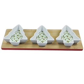 Set Of 3 Tree Snack Dishes On Tray 33cm