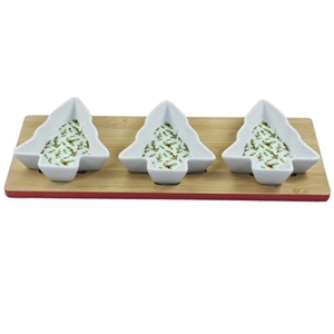 Set Of 3 Tree Snack Dishes On Tray 33cm