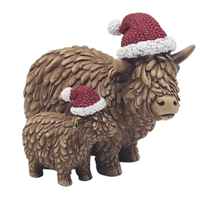 Xmas Highland Cow With Baby Ornament