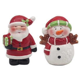 Santa & Snowman Salt & Pepper Set 10cm