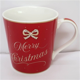 Festive Diamante Bow Mug - Merry Christmas
