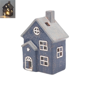 LED Ceramic House - Blue