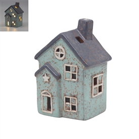 LED Ceramic House - Turquoise