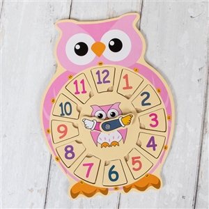 DUE MAY Lets Learn Owl Clock Pink