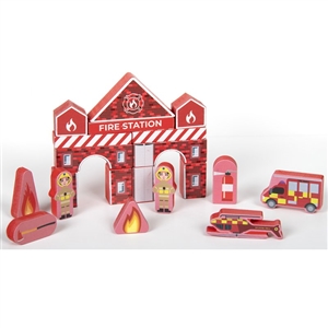 Retro Fire Station Building Block Set