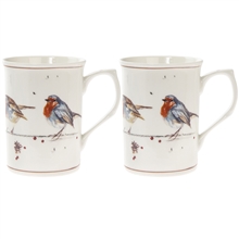 Winter Robins Set Of 2 Mugs