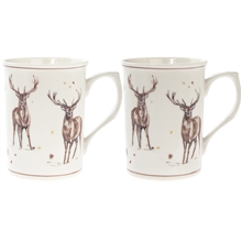 Winter Stags Set Of 2 Mugs