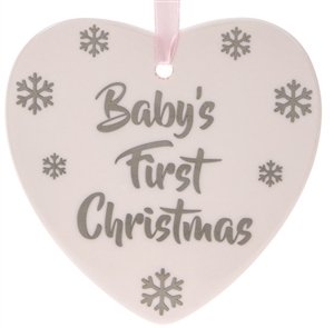 First Christmas Pink Heart Plaque