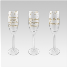 Festive Prosecco Flute 3 Assorted