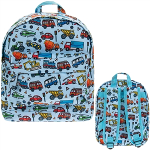 Blue Back Pack with a Vehicle Design