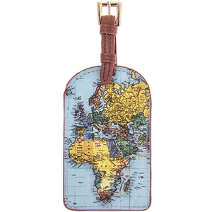 Blue Luggage Tag with a World Traveller Design