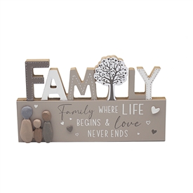 Standing Wooden Plaque With Resin Stones