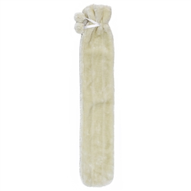 Long Fluffy Hot Water Bottle - White 73cm