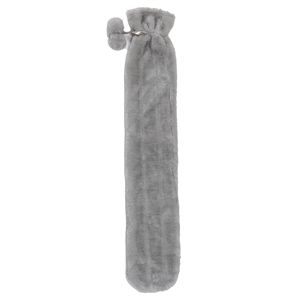 Long Fluffy Hot Water Bottle - Grey 73cm
