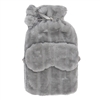 Fluffy Hot Water Bottle And Mask Set - Grey 33cm