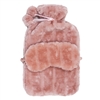 Fluffy Hot Water Bottle And Mask Set - Pink 33cm