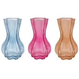 3asst Colourful Glass Vase 21cm