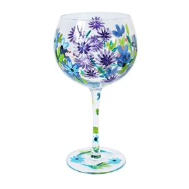 Hand Painted Glass - Cornflowers  22cm