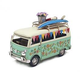 Vintage Floral Campervan - Teal 18cm