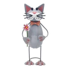 Bright Eyes Cat With Flower 27cm