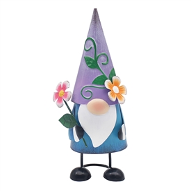 Bright Eyes Gnome With 2 Flowers - Purple