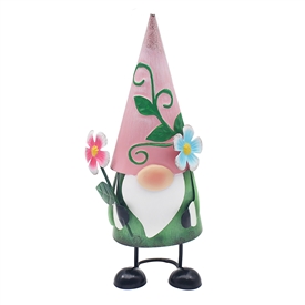 Bright Eyes Gnome With 2 Flowers - Pink