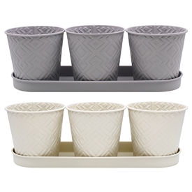 2asst Set Of 3 Geometric Planters 33cm