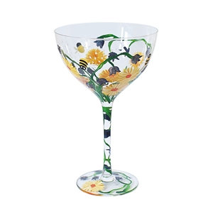 Hand Painted Cocktail Glass - Dandelions  18cm