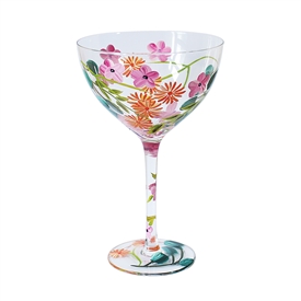 Hand Painted Cocktail Glass - Garden  18cm