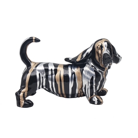 DUE FEB Gold & Black Drip Art -  Basset