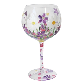 DUE MAR Hand Painted Gin Glass - Daisies 22cm