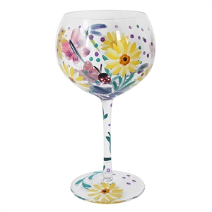 DUE MAR Hand Painted Gin Glass - Cottage Garden 22cm