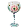 DUE MAR Hand Painted Gin Glass - Peonies & Bees 22cm