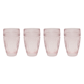 DUE MAY Set Of 4 Glass Tumblers - Pink 13cm