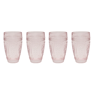 DUE MAY Set Of 4 Glass Tumblers - Pink 13cm