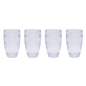 DUE MAY Set Of 4 Glass Tumblers - Blue 13cm