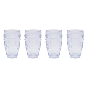 DUE MAY Set Of 4 Glass Tumblers - Blue 13cm