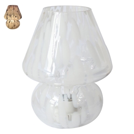 LED Glass Marble Effect Lamp - White  19cm