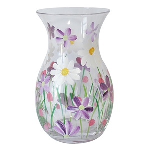 DUE MAR Hand Painted Vase - Daisies 18cm