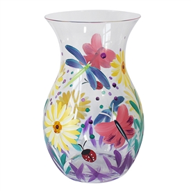 DUE MAR Hand Painted Vase - Cotton Garden 18cm