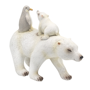 Polar Bear With Baby And Penguin