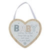 Baby Hanging Heart Plaque - Blue 18cm