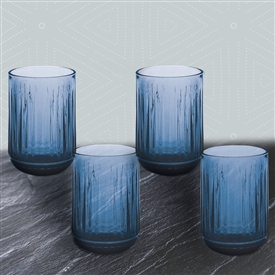 Set Of 4 Glass Tumblers - Blue 13cm