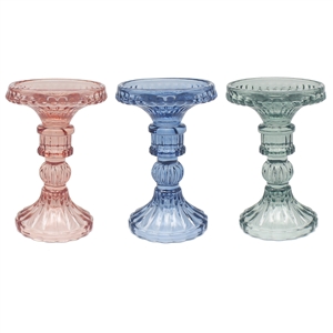 3asst Glass Candle Holder