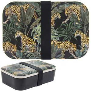 Green and Black Bamboo Lunch Box with a Jungle Fever Design