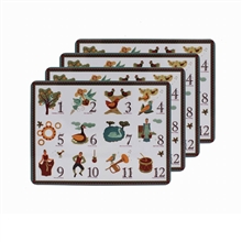 Set of 4 '12 Days' Christmas Placemats