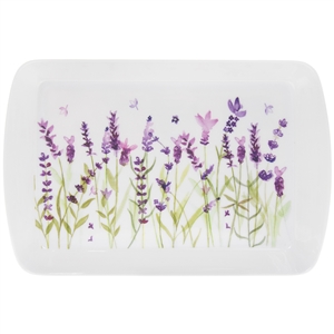 White and Purple Tray with Lavender Design