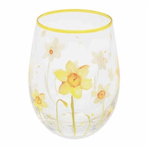DUE MARCH Daffodils Stemless Glass 12cm