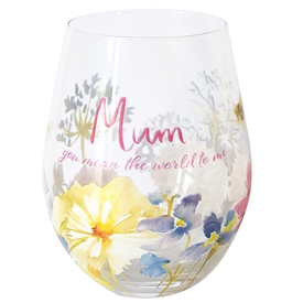 Floral Mum Stemless Glass