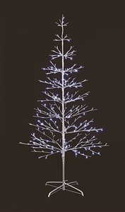 200 Bright White LED Lit Silver Metallic Tree 1.5m